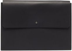 Envelope Smooth-leather Laptop Pouch - Mens - Black