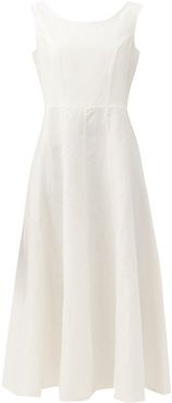 Anya Sweetheart-back Linen Maxi Dress - Womens - White
