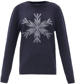 Snowflake-intarsia Wool Sweater - Womens - Navy Print
