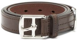 Topstitched Leather Belt - Mens - Brown