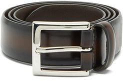 Distressed-leather Belt - Mens - Dark Brown