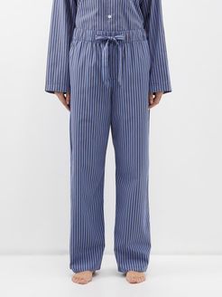 Striped Organic-cotton Pyjama Trousers - Womens - Blue Stripe
