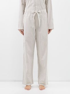 Striped Organic-cotton Pyjama Trousers - Womens - Cream Stripe