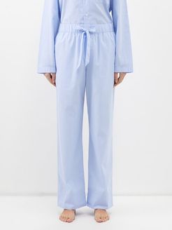 Drawstring Organic-cotton Pyjama Trousers - Womens - Light Blue