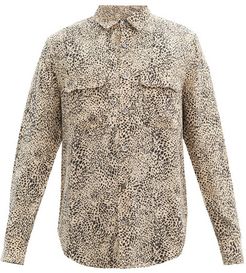 Leopard-print Silk-crepe De Chine Shirt - Mens - Beige Multi