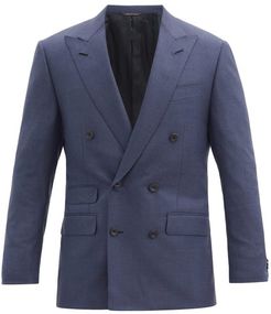 Double-breasted Wool Jacket - Mens - Blue