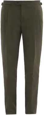 Pressed-crease Cotton-twill Tapered Trousers - Mens - Green