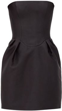 Strapless Satin Mini Dress - Womens - Black