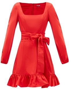 Seth Balloon-sleeve Cotton-blend Faille Mini Dress - Womens - Red