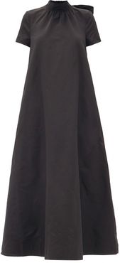 Llana Tie-neck Cotton-blend Maxi Dress - Womens - Black