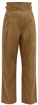 Ladybeetle High-rise Cotton Straight-leg Trousers - Womens - Khaki