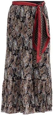 Ladybeetle Pleated Floral-print Georgette Skirt - Womens - Black Multi