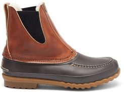 Barn Leather And Shearling Boots - Mens - Brown Multi