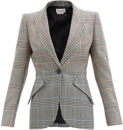 Prince Of Wales-check Wool-twill Suit Jacket - Womens - Grey Multi
