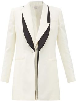 Double-lapel Wool-blend Twill Jacket - Womens - Ivory Multi