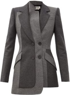 Asymmetric Felted-wool Double-breasted Jacket - Womens - Grey