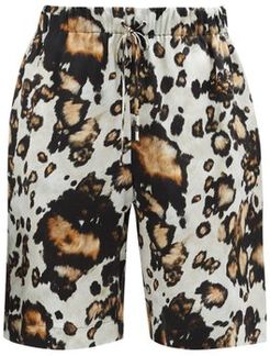 Leopard-print Silk Shorts - Womens - Leopard