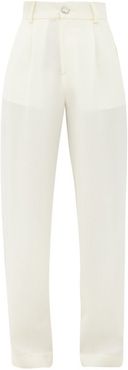 Crystal-button Wool Straight-leg Trousers - Womens - Ivory