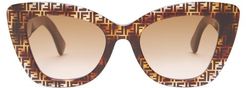 Ff Cat-eye Tortoiseshell-acetate Sunglasses - Womens - Brown