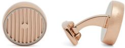 Striped Rose Gold-plated Cufflinks - Mens - Rose Gold