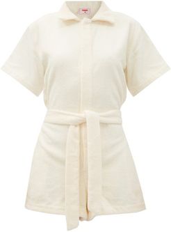 Il Pareo Belted Cotton-terry Playsuit - Womens - Yellow