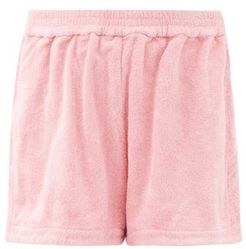 Estate High-rise Terry-cotton Shorts - Womens - Light Pink