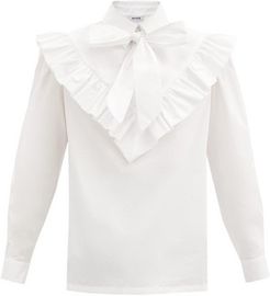 Carol Tie-neck Cotton-poplin Blouse - Womens - White