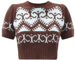 Norweigan-knit Cropped Merino-wool Blend Sweater - Womens - Brown Multi