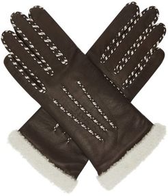 Marie Louise Topstitched Leather Gloves - Womens - Brown