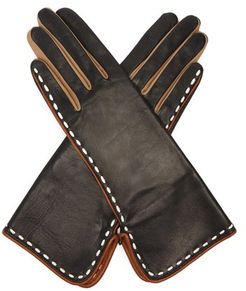 Diane Topstitched Leather Gloves - Womens - Black Multi
