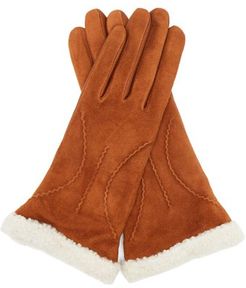 Sebille Leather-faced Shearling Gloves - Womens - Brown