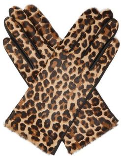 Chloe Leopard-print Leather Gloves - Womens - Leopard