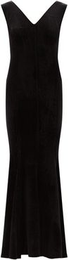 Grace Fishtail-hem Velvet Dress - Womens - Black