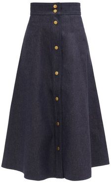 High-rise Recycled-cotton Denim A-line Skirt - Womens - Denim