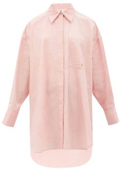 Astrid Hand-embroidered Cotton-poplin Shirt - Womens - Rose