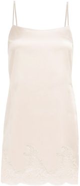 Signature Lace-trimmed Silk-blend Slip Dress - Womens - Light Pink