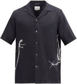 Snake-print Twill Shirt - Mens - Black