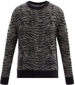 Distorted Zebra-jacquard Sweater - Mens - Black