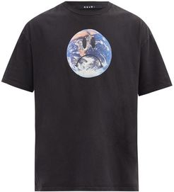 Earth-print Cotton-jersey T-shirt - Mens - Black
