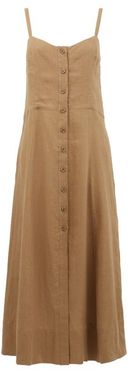 Bonita Buttoned Linen Midi Dress - Womens - Khaki