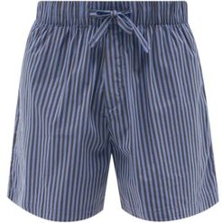Striped Organic-cotton Pyjama Shorts - Mens - Navy/black