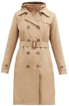 Hooded Belted Cotton-gabardine Trench Coat - Womens - Camel