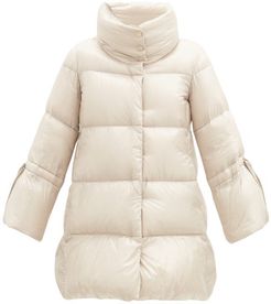 Funnel-neck Cropped-sleeve Quilted Down Jacket - Womens - Cream