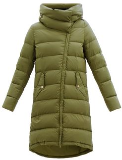 Nuage Funnel-neck Quilted Down Hooded Coat - Womens - Khaki