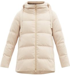 Hooded Quilted Down Silk-blend Jacket - Womens - Beige
