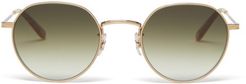 Robson Round Stainless-steel Sunglasses - Womens - Green Gold