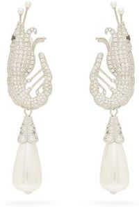 Shrimp Crystal And Faux-pearl Clip Earrings - Womens - Crystal