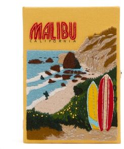 Malibu Embroidered Box Clutch - Womens - Yellow Multi