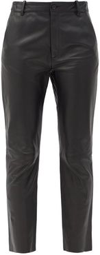Montauk Cropped Leather Slim-leg Trousers - Womens - Black