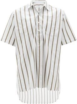 Whitby Short-sleeved Striped Cotton Shirt - Mens - White Multi